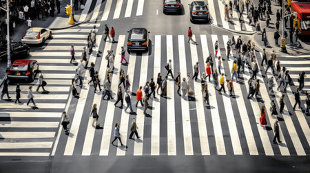 pedestrians crosswalk busyの素材