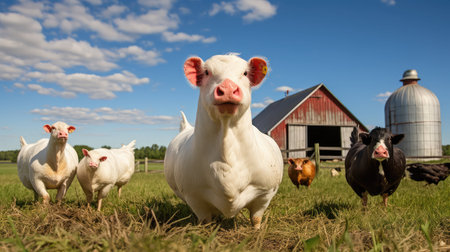 farm cow pig chickenの素材