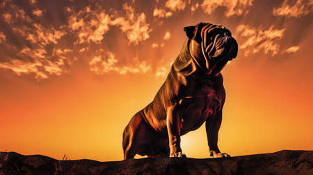 pet english bulldog silhouetteの素材