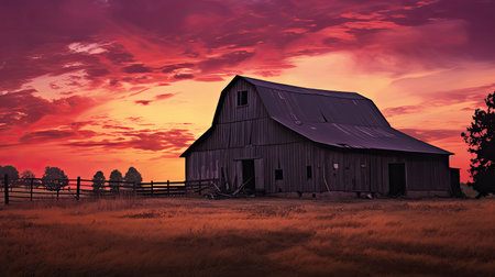 rural silhouette barnの素材