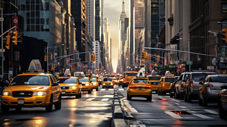 hustle new york busy streetsの素材