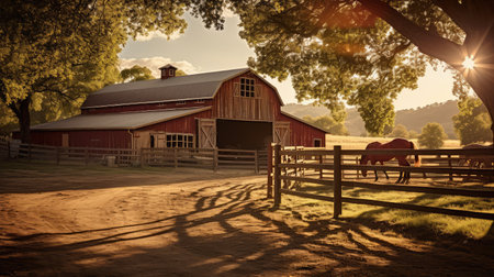 equine horse farm barnの素材