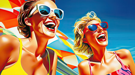 relaxation girlfriends vacation summerの素材