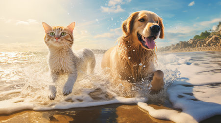 adventure dog and cat holidayの素材