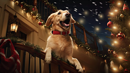 joy happy holidays dogの素材