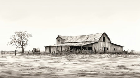 drawing barn line artの素材