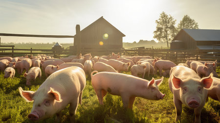 livestock pigs farmの素材