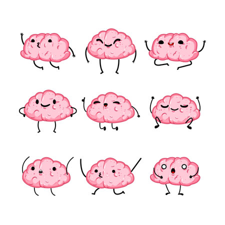 brain character set cartoon vector illustrationのイラスト素材