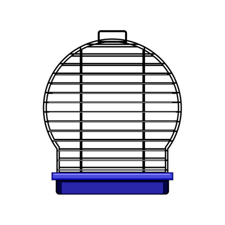 line bird cage cartoon vector illustrationのイラスト素材