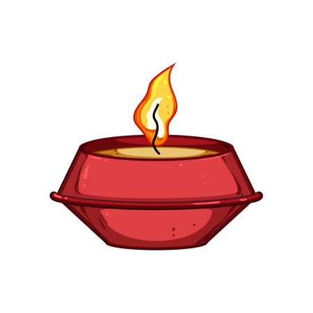 gold diwali lamp cartoon vector illustrationのイラスト素材
