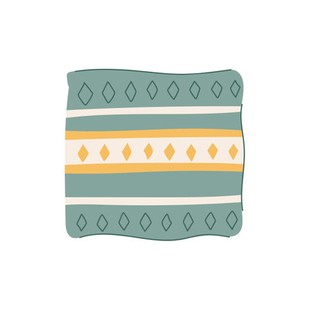 ikat boho pillow cartoon vector illustrationのイラスト素材