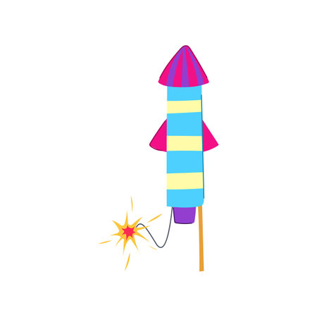 firecracker firework rocket cartoon vector illustrationのイラスト素材