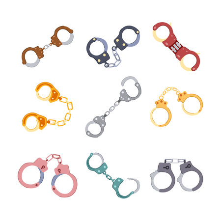 handcuffs set cartoon vector illustrationのイラスト素材