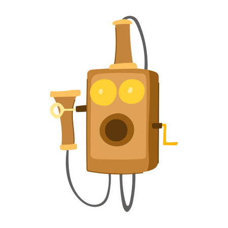 receiver telephone retro cartoon vector illustrationのイラスト素材