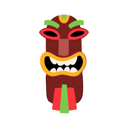 hawaii tiki mask cartoon vector illustrationのイラスト素材