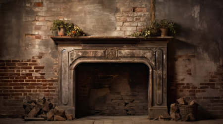 antique old fireplaceの素材