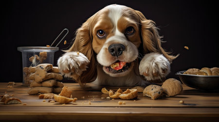 thief dog stealing foodの素材