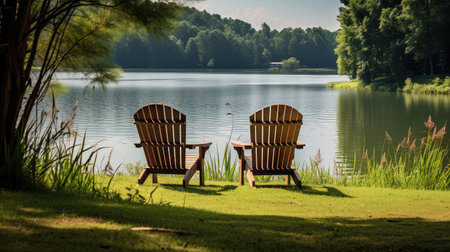 relaxation chairs by the lakeの素材