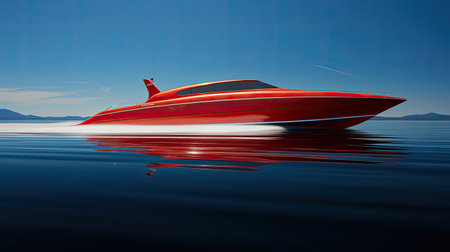 waves speedboat on the lakeの素材