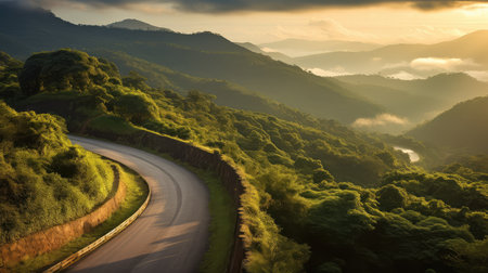 highway morning drivingの素材