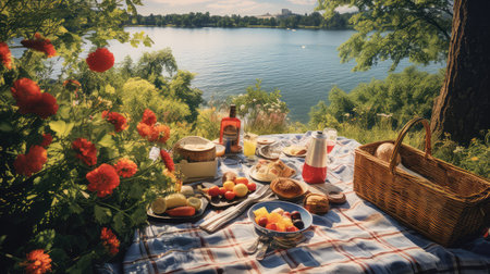 grass picnic top viewの素材