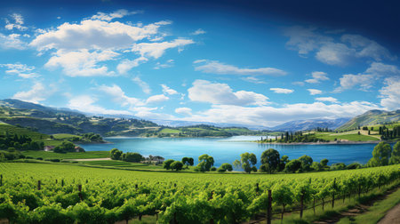 wine vineyard lakeの素材