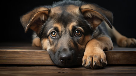 cute dog holding pawの素材