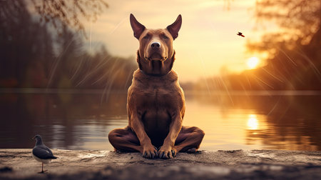 relaxation dog meditatingの素材