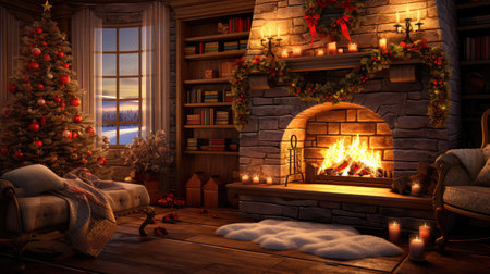 snow fireplace winterの素材