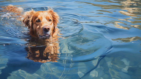 lake dog swimmingの素材