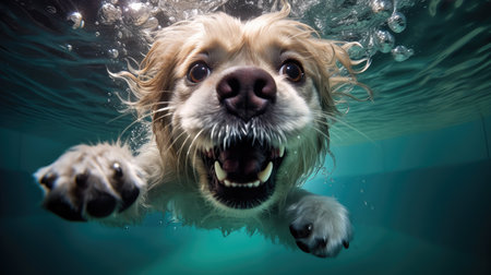wet underwater dogの素材