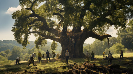 forest chop down oak treeの素材