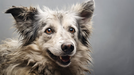 playful happy old dogの素材