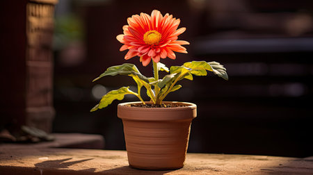 bloom flower in potの素材