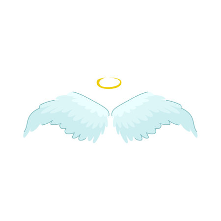 halo wing angel cartoon vector illustrationのイラスト素材