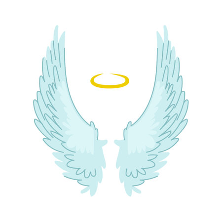 cute wing angel cartoon vector illustrationのイラスト素材