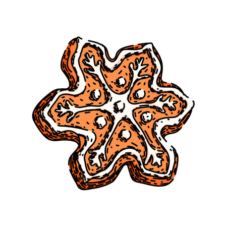 snowflake gingerbread sketch hand drawn vectorのイラスト素材