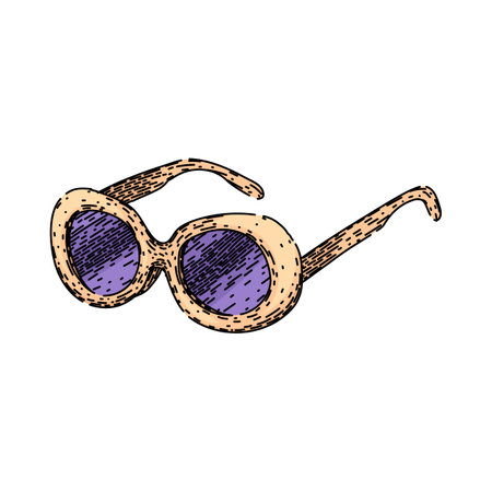 fashion sunglasses female vintage sketch hand drawn vectorのイラスト素材