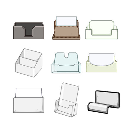business card holder set cartoon vector illustrationのイラスト素材