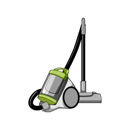 suction electric broom cartoon vector illustrationのイラスト素材
