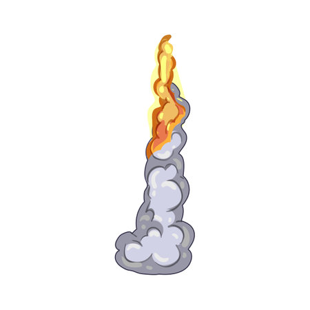 flame rocket launch smoke cartoon vector illustrationのイラスト素材
