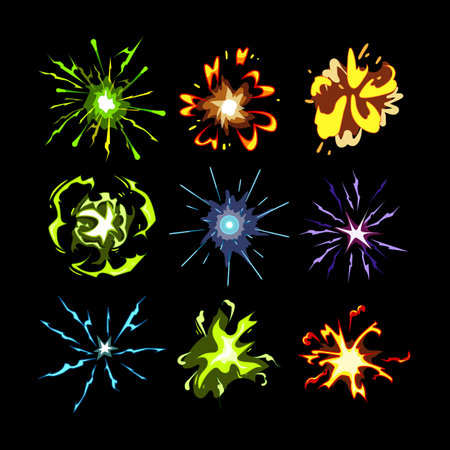 impact vfx set cartoon vector illustrationのイラスト素材