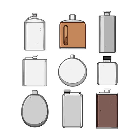 flask alcohol set cartoon vector illustrationのイラスト素材