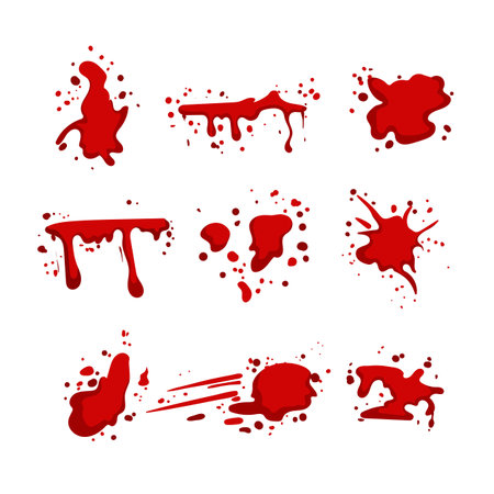 blood splatter set cartoon vector illustrationのイラスト素材