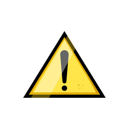risk yellow warning sign cartoon vector illustrationのイラスト素材