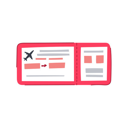 check-in boarding pass cartoon vector illustrationのイラスト素材