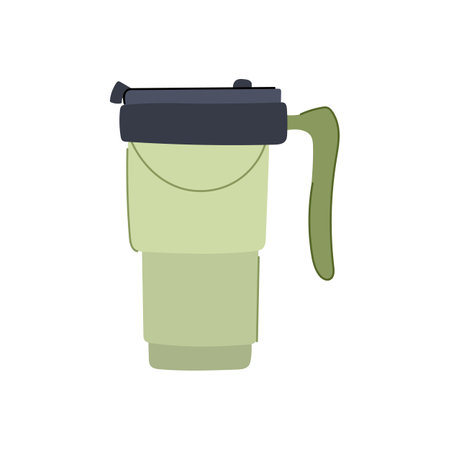 morning reusable coffee cup cartoon vector illustrationのイラスト素材
