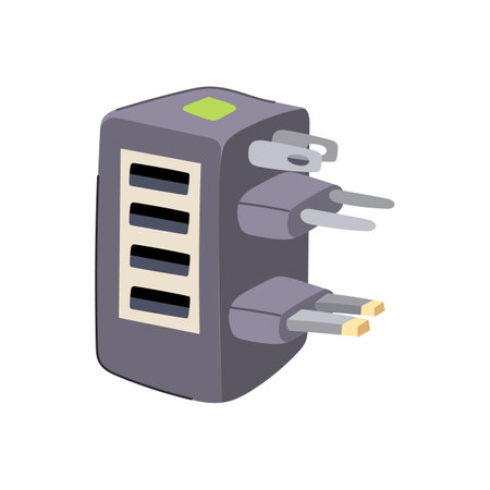 portable travel adapter cartoon vector illustrationのイラスト素材