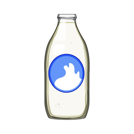 nutrition milk bottle cartoon vector illustrationのイラスト素材