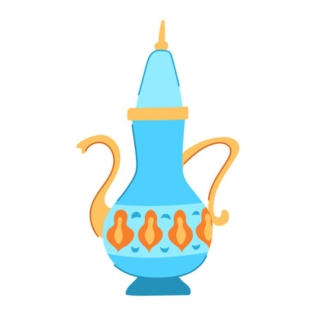 kettle arabic tea pot cartoon. gulf saudi, oman uae, traditional object kettle arabic tea pot sign. isolated symbol vector illustrationのイラスト素材